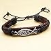 RechicGu Silver Fish Catholic Religious Church Christian Jesus Fish Cross St. Benedict Medal Leather Bracelet Bangle Cuff