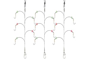 ANNIBBY Fishing Hook with Leader,5 Hooks Fishing Rig-7 Strands Nylon Coated Fishing Leader with Swivle,Snap,Hooks