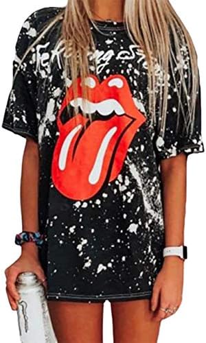 MISOMEE Women Fashion Splatter Paint Lip Print T-Shirt 1 MISOMEE Women Fashion Splatter Paint Lip Print T-Shirt