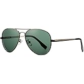 Polarized Aviator Sunglasses for Men Women Metal Frame 100% UV400 Protection Lens, 58mm