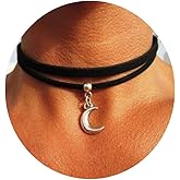 Black Velvet Moon Choker Necklace for Women Gothic Layered Necklaces Pendant Handmade Boho Crescent