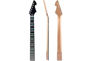 Ogdni Electric Guitar Neck, 24 Fret 25.5 inch Maple Rosewood Fingerboard With Green Rectangular Inlay Guitar Parts Replacement
