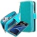E LV Case for Galaxy S7 Edge Case 2IN1 (CASE Cum Purse) PU Leather flip Wallet Bag Pouch Case Cover for Samsung Galaxy S7 Edge - [Turquoise]