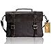 Estarer Canvas Leather Laptop School Messenger Bag Briefcase Dark Grey