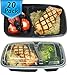 Misc Home [20 Pack] 32 Oz Two Compartment Meal Prep Containers BPA-Free [Black]