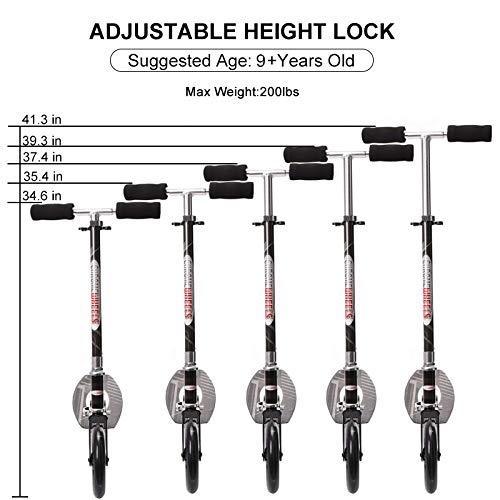 ChromeWheels Kick Scooter, Deluxe 8" Large 2 Light Up Wheels Wide Deck