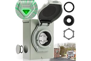 GEEPKEYPRO 30 Amp Generator Inlet Box [Pre-Drilled] with Green Safely Light, PB30 Power Inlet Box, 7500 Watts Generator Transfer Switch Accessories for Emergency in Snowstorm Weather, ETL Listed