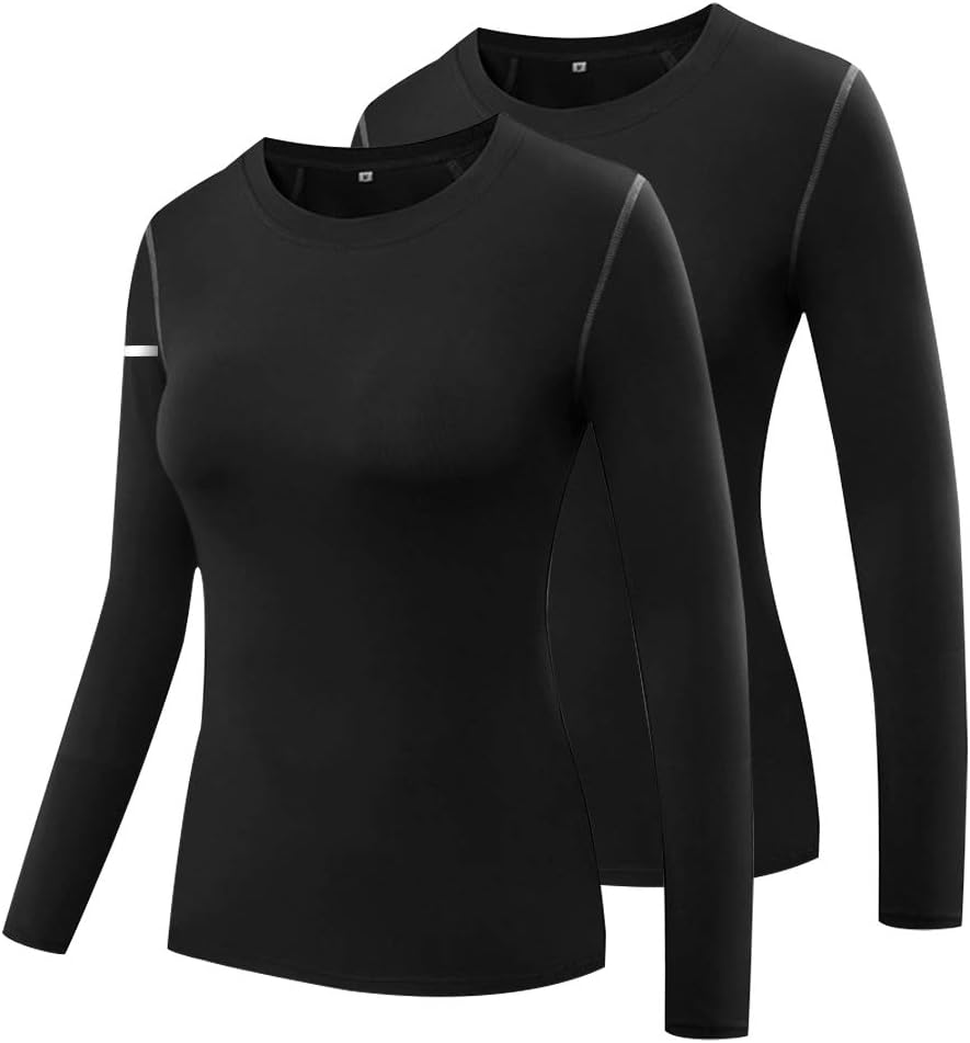 Miqieer Women's Compression Slimming Shirt Long Sleeve Dry Fit Running Athletic T-Shirt Workout Tops