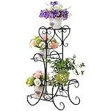 UNHO Pot Plant Stand Metal Flower Holder Garden Decor with 4 Tier Shelves for Indoor and Outdoor