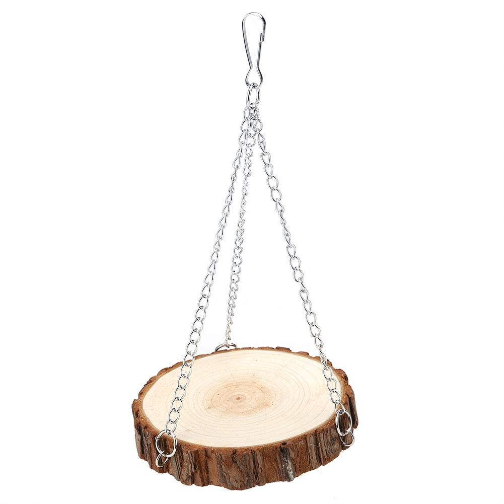 Wooden Natural Eco-friendly Portable Pet Swing Toy for Parrot Hamster Springboard Hammock Small Pet Hanging Swing(Large)