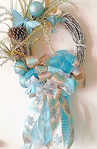 Grapevine Blue Christmas Wreath