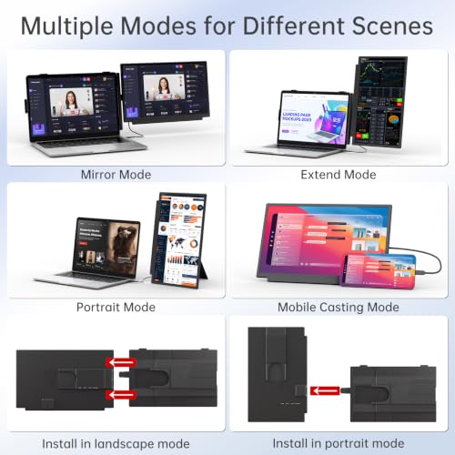 Teamgee 15.6" Ecran Portable Ultra-Léger, 1080P FHD IPS Extension Ecran PC Portable, Detachable Plug-Play USB-C/HDMI Compatible with 13-17” Laptops pour Windows, Mac
