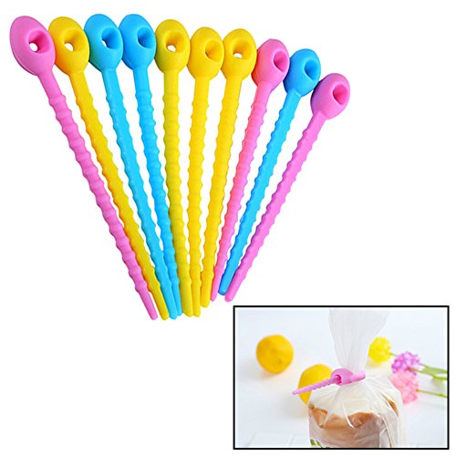 Zeroyoyo Food Grade Silicone Bag Ties Cable Management Zip Tie Twist Multi-use Bag Clip Bread Tie Food Saver 10pCS