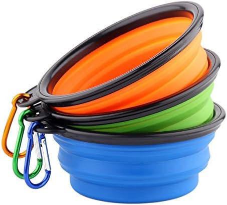 For Dog Premium Collapsible BPA Free Travel Dog Bowl with Carabiner, Set of 3