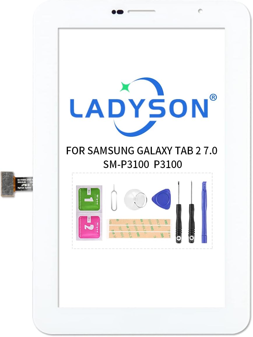 LADYSON White Touch Screen Digitizer for Samsung Galaxy Tab 2 P3100 7.0 (No LCD)