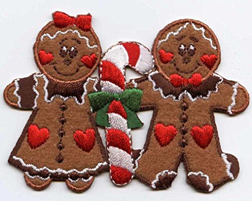 Christmas Gingerbread Couple Iron on Embroidered Patch