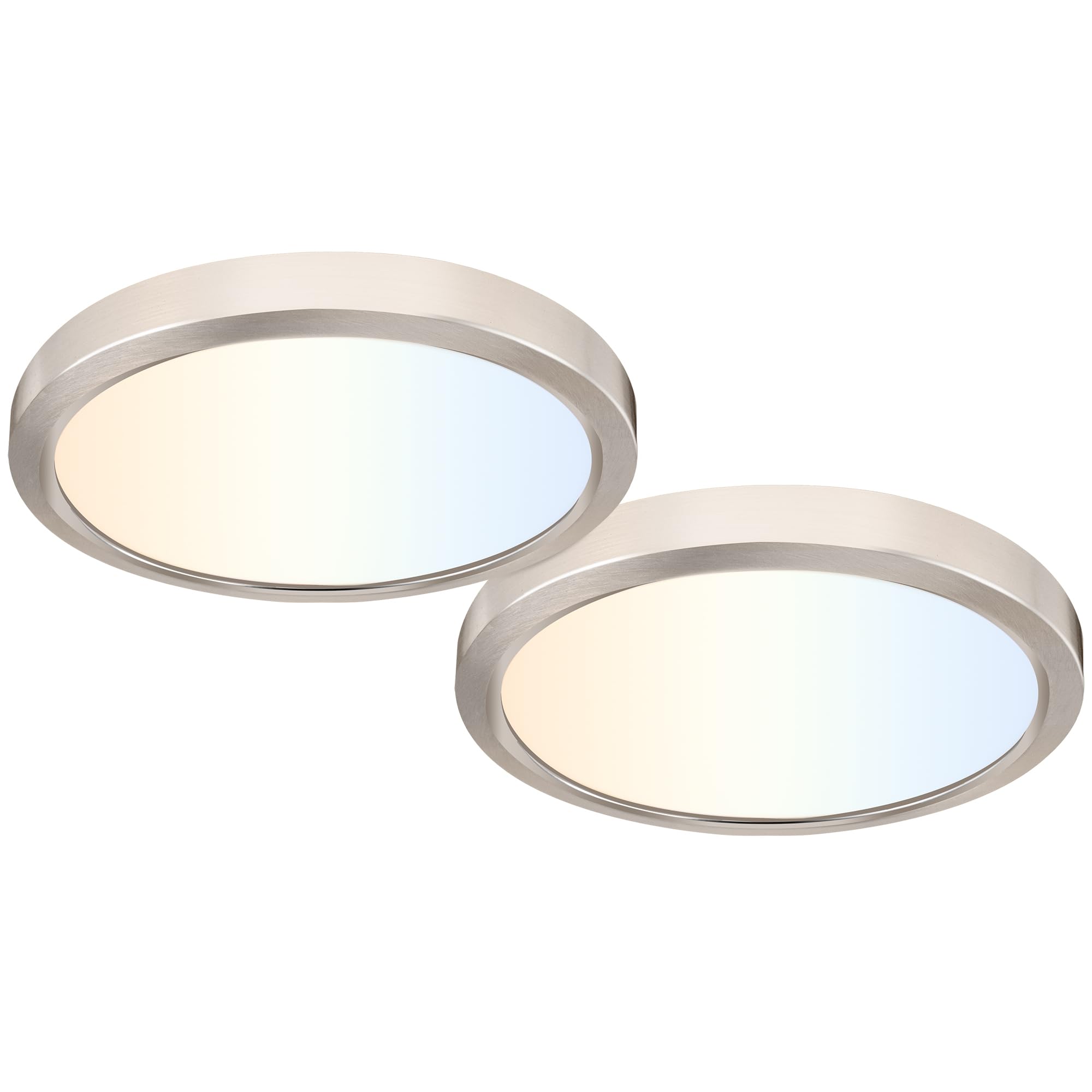 hykolity 2 Pack 9 Inch Selectable CCT LED Round Flat Panel Light, 18W 1800LM 3000K/4000K/5000K, Edge-Lit Flush Mount Ceiling Light Fixture for Kitchen, Bedroom, Laundry and Closet Room,Brush Nickel Image