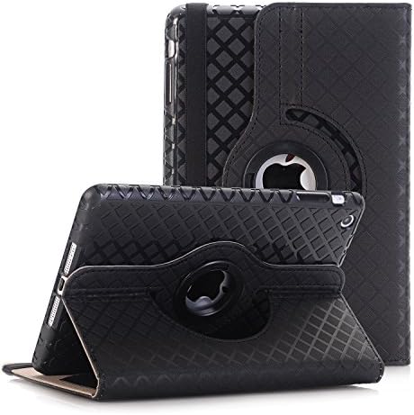 QBeau Apple Ipad Mini 1 2 3 Case Cover 360 Degree Rotating Stand PU Leather Protective Flip Folio Detachable Soft Silicone Rubber Cover for Apple Ipad Mini 1/2/3 with Card Slot,Black