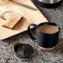 Cork Base Ceramic Mug with Lid (Set of 2) - Ceramic
