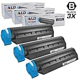 LD © Set of 3 Okidata Compatible 44574701 Black Laser Toner Cartridge for the MB461 MFP, MB471, MB471W, B411d, B411dn, B431d and B431dn Printers