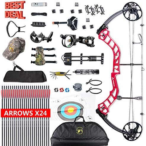 XQMART Compound Bow Package Right Handed,for Adults,with Hunting Accessories,Bow and Arrows,19-30" Draw Length,15-70Lbs Draw Weight (Ship from USA Warehouse)