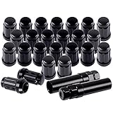 SCITOO 24PCS+2Keys Black Lug Nuts Spline for Drive Close End Socket Key, 12x1.5 Thread, 35mm Tall, Fits for Toyota Tacoma Tundra FJ Cruiser 2015-2016