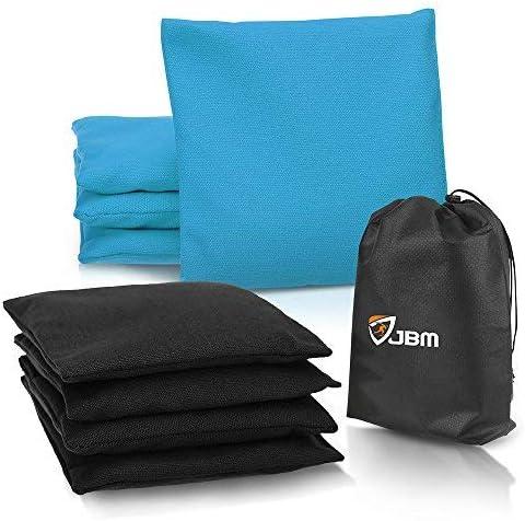 JBM Cornhole Bean Bags (Set of 8) Weather Resistant Duck Canvas Cornhole Bag with Free Portable Drawstring Bag for Tossing Corn Hole Game