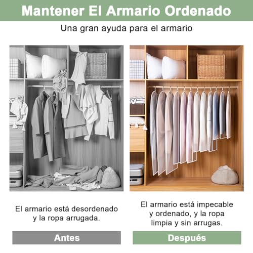 AzzmaAii Protector de Ropa 20pzs Bolsas de Ropa Colgante Funda Ropa de Clóset Cubre Anti-Polvo Almacenamiento Bolsa de Chaqueta con Cremallera Portátil Lavable Cubierta Bolsa Traje Abrigo 60*80-140CM