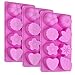 3 Pcs Floral Leaf Silicone Molds, FineGood 8-Cavity Cake Chocolate Pudding Jelly Soap Muffin Trays for Kitchen Baking Decoration - Pink