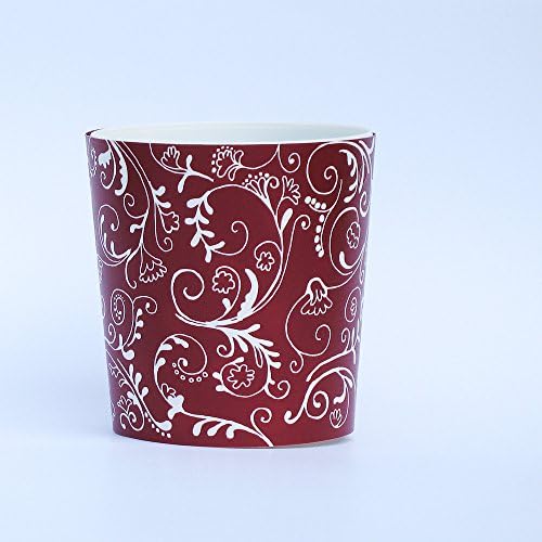 Cathyswraps Flower Pot & Vase - Polka Dots & Damask Faux Vases for Centerpieces, Showers and Weddings (Set of 12, Marsala Red)