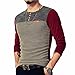 LOGEEYAR Mens Slim Fitted Casual Short Sleeve Button T-Shirts Contrast Color Stitching Tees Tops Z-red