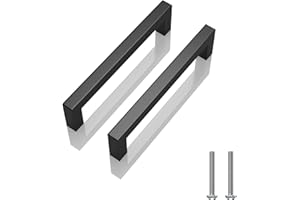 10 Pack 5 inch (128mm) Hole to Hole Matte Black Cabinet Pulls Stainless Steel Square Kitchen Cabinet Handles - Poignee Armoir