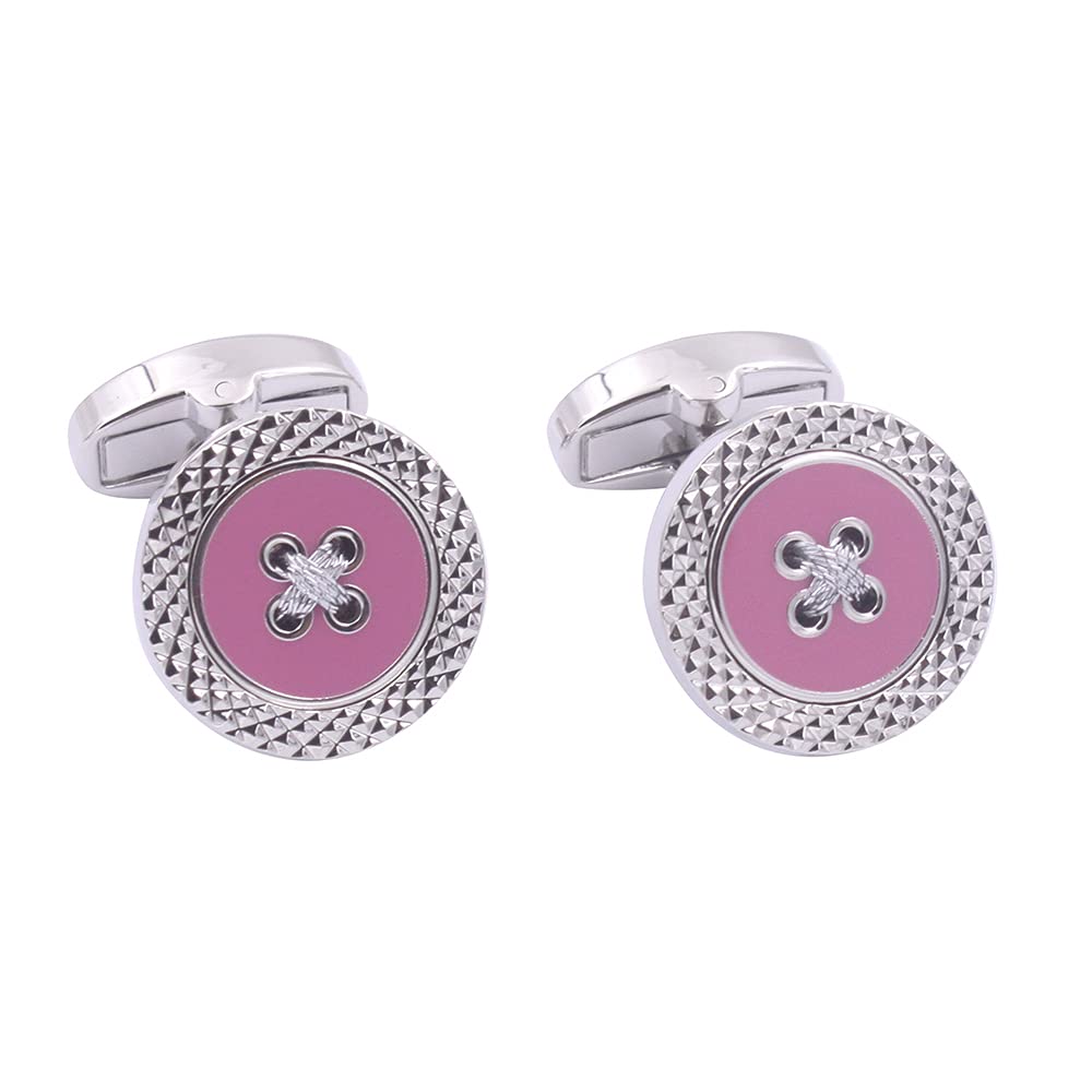AUSCUFFLINKS Pink Button Cufflinks | Husband Gift for Him Cuff Links for Men | Anniversary Present for Dad