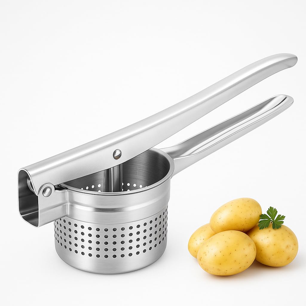 Copper Top Potato Ricer, Stainless Steel Puree Masher Juicer Vegetable Fruit Press Utensil Multi Functional Professional Heavy Duty Food Press (Gift Pack)