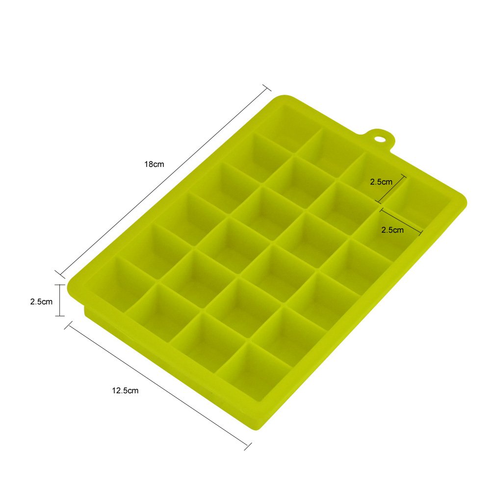 Ice Cube Trays,Guardians 24 Cube Food Grade Silicone Ice Tray Molds Easy Release Ice Jelly Pudding Maker Mold (Green-2 Pack)