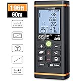 Laser Measure, ESYWEN Digital Laser Distance Meter 196ft Laser Tape Measure with Large LCD Backlight Display and Pythagorean Mode, Measure Distance/Area/Volume