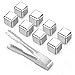 ROSIMO Whiskey Stones Stainless Steel Reusable Ice Cubes Chilling Rocks Wine Chillers with Freezing Storage Tray and Tongs for Whiskey Wine Beer Soda Drinks, Pack of 8