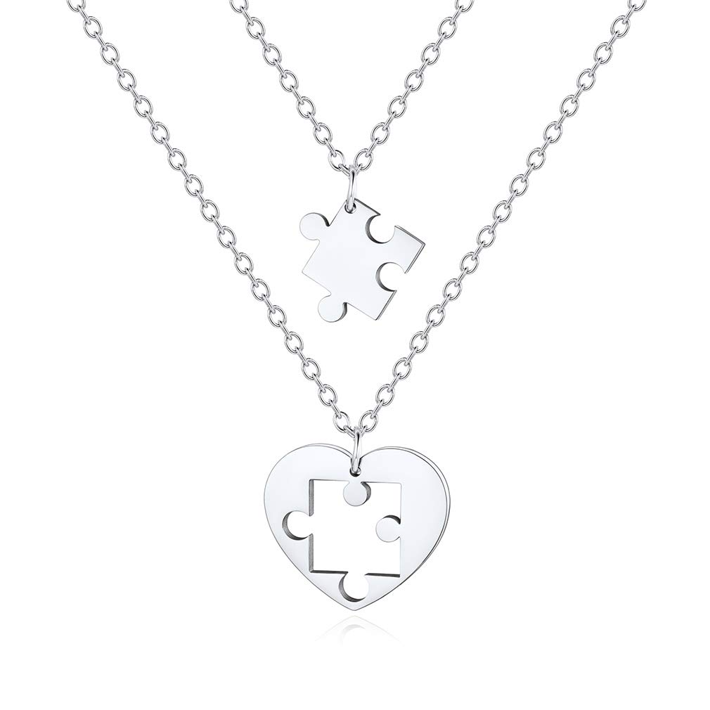 Relationship Matching Necklaces for Couples-Stainless Steel Cute Heart Jisgaw Puzzle Pendant Jewellery for Couple Partner Wife Husband Girlfriend Boyfriend