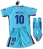 JonSnow Messi #10 FC Barcelona 2017-2018 Youths Away Soccer Jersey with Socks Set