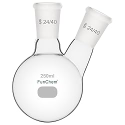 FunChem Glass Round Bottom Flask 24/40, 2 Neck