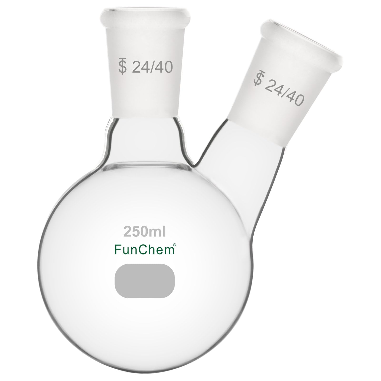 FunChem Glass Round Bottom Flask 24/40, 2 Neck