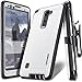 COVRWARE Iron Tank CASE for LG Stylo 2 / Stylo 2 Plus/Stylo 2 V, Built-in Screen Protector Heavy Duty Full-Body Rugged Holster Armor [Brushed Metal Texture Design] Case Belt Clip Kickstand, White