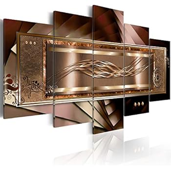 Abstract Canvas Wall Prints Art Golden Gentleness Painting Huge Contemporary Picture Framed Ready to Hang Home Decorations Bedroom 5pcs Giclee Artwork (CL09, Huge W80