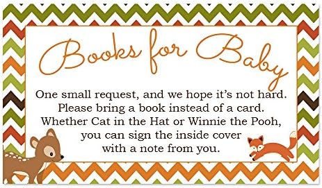 Woodland Animals Bring a Book Insert for a Baby Shower - 50 Count