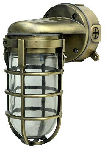 Woods L1707SVAB Traditional 100W Incandescent Weather Industrial Light, Wall Mount, Antique Brass