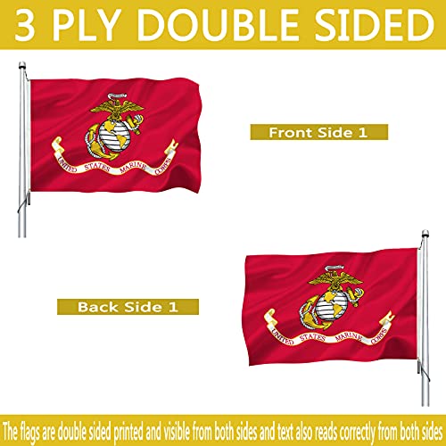 Double Sided US Marine Corps USMC Flags 3x5 Outdoor Heavy Duty Army