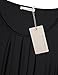 Messic Womens Round Neck Pleated Front Half Sleeve Tunic Top Black,XXL