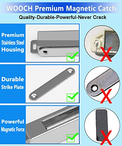 WOOCH Door Magnetic Catch - 60lb High Magnetic Stainless Steel Heavy Duty Catch for Kitchen Bathroom Cupboard Wardrobe Closet Closures Cabinet Door Drawer Latch (3.7 in Silver, 4-Pack) - Thumbnail 3