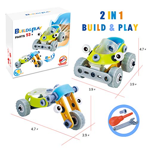 DricRida Assemble Car Toy, Deformable Build and Play Vehicle Toy Set