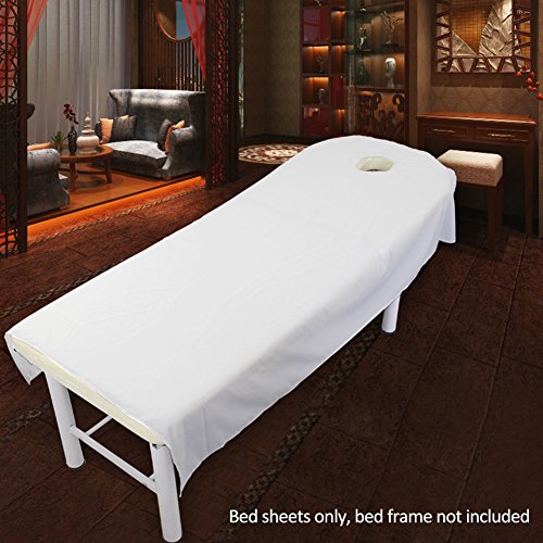 YOTHG Massage Bed Sheet Cover, Cosmetic Bed Sheet Cover SPA Massage  Bed Table Cover Sheets with Hole Beauty Cosmetic Massage Sponge Fitted Sheet(120cmx190cm,White)